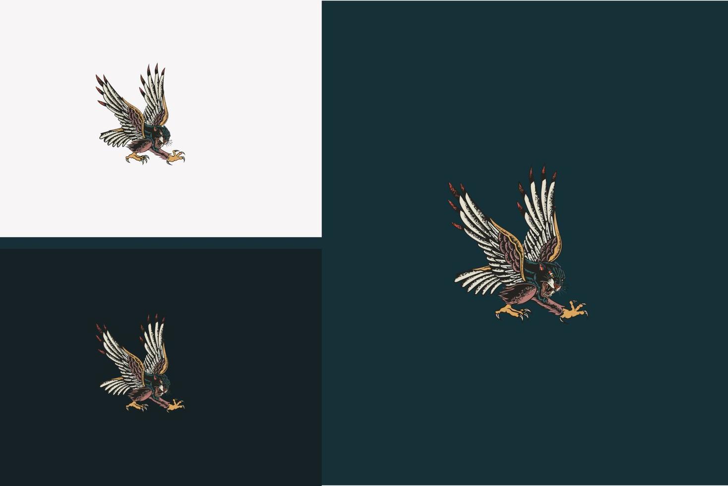 eagle head tiger vector flat design