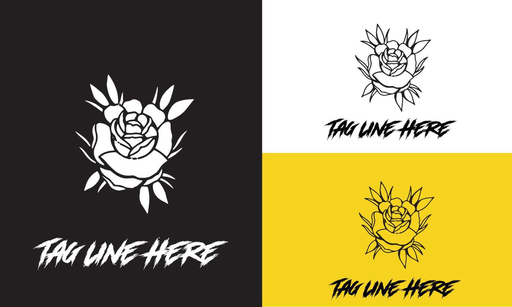 Hand drawn vector illustration with a rose . Used for poster, banner, web, t-shirt print, bag print, badges, flyer, logo design and more. Cartoon rose. vector logo design