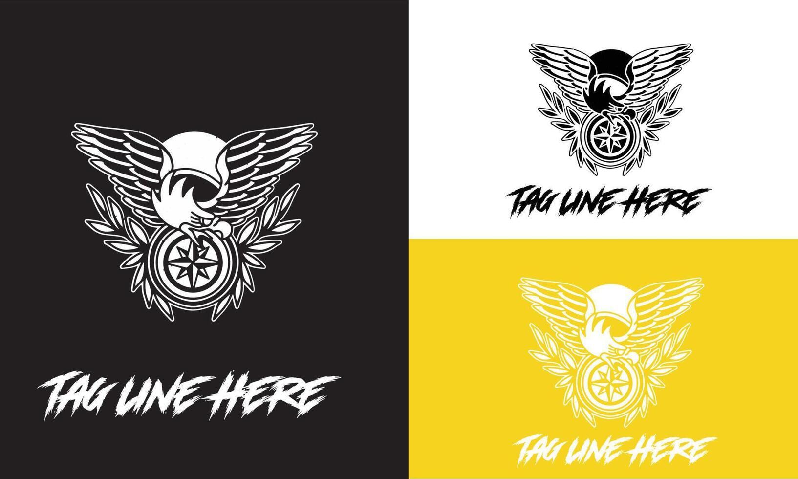 The flying eagle. Vector emblem. Eagle logo - vector illustration, emblem design on dark background