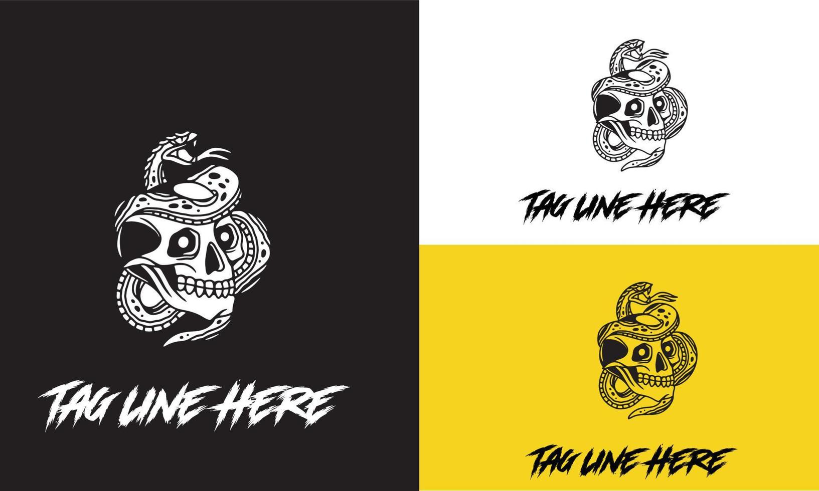 logo creative of head skull and snake vector illustration