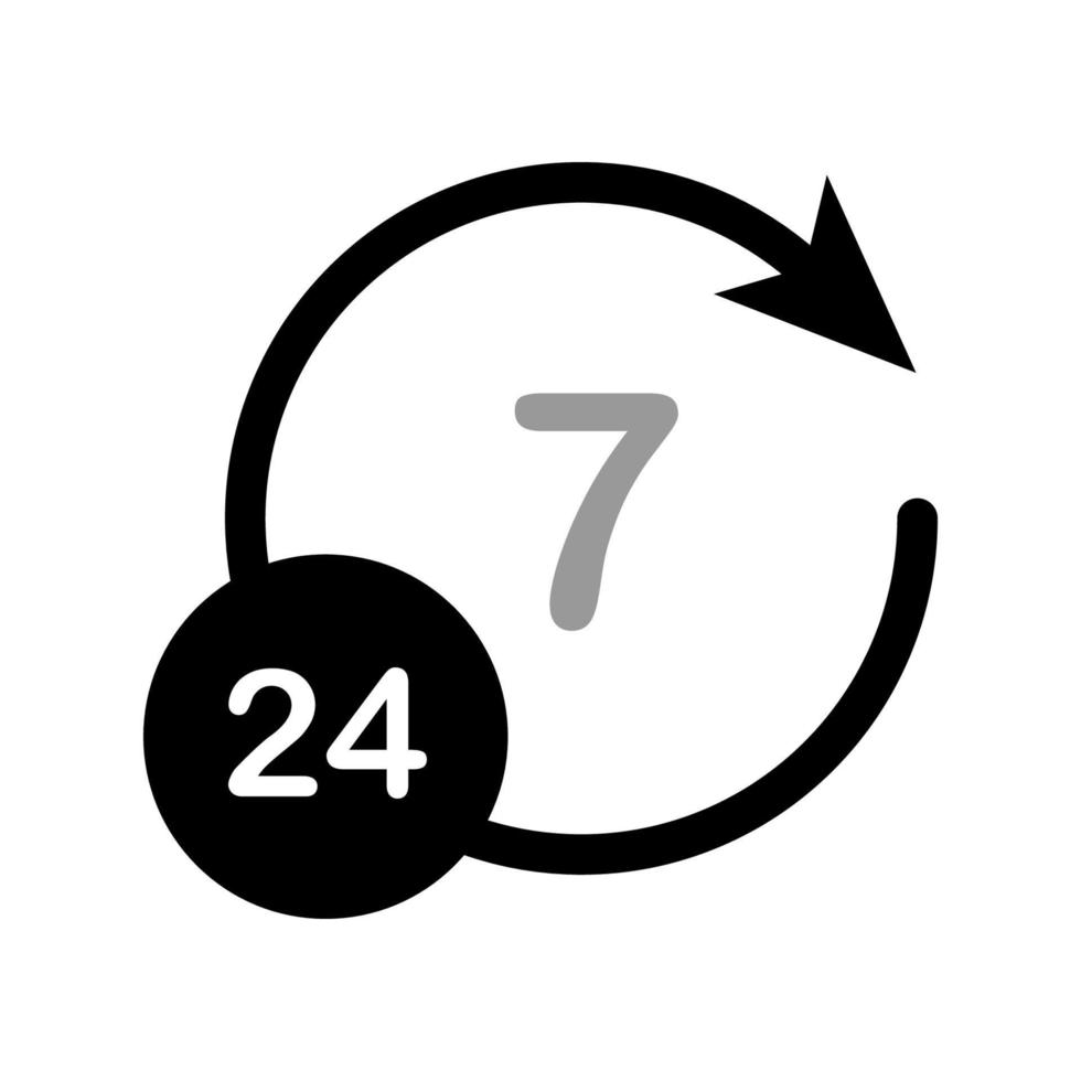 gráfico vectorial de ilustración del icono de etiqueta 24-7 vector