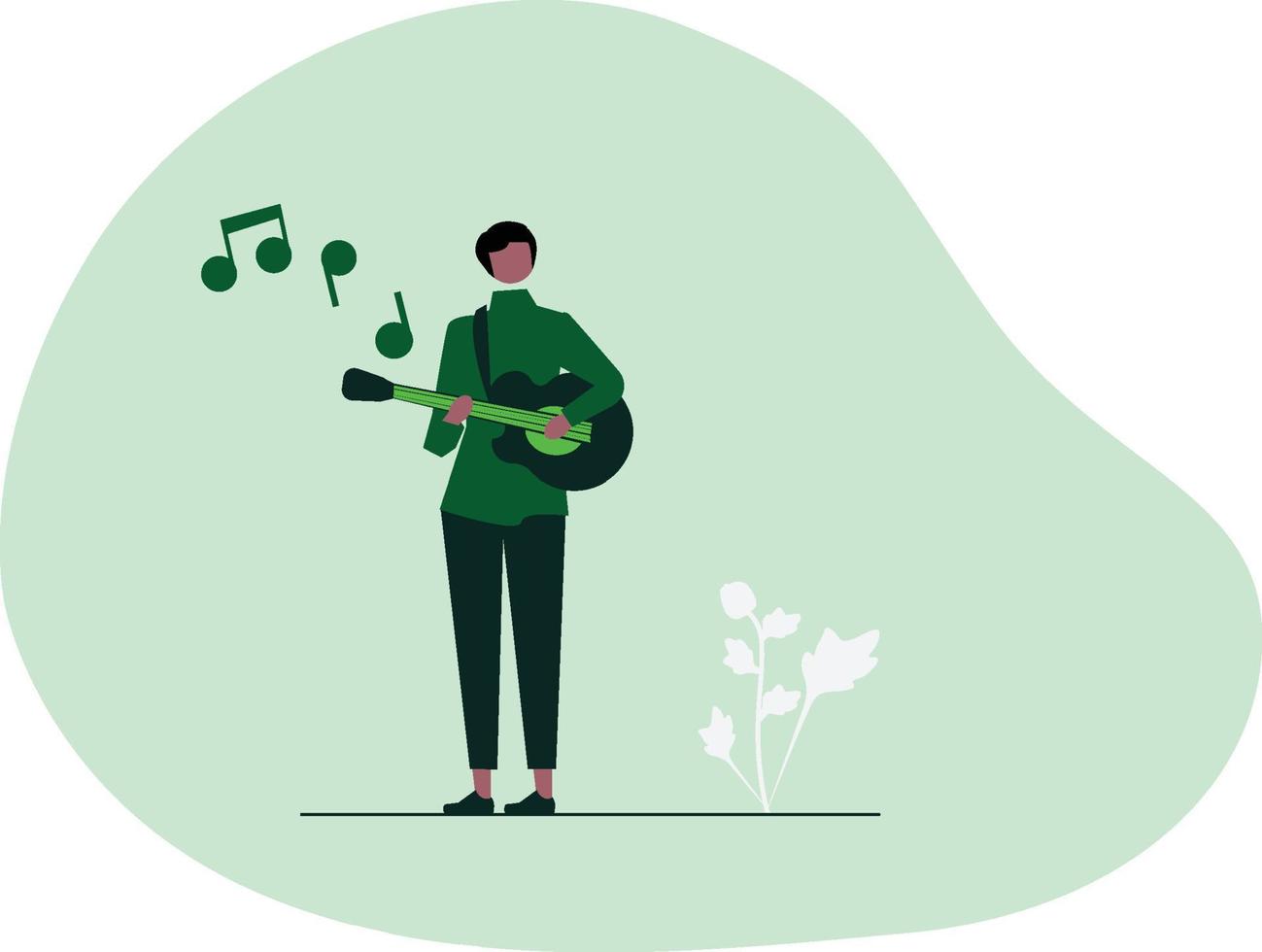 Flat style illustration of a man playing guitar vector