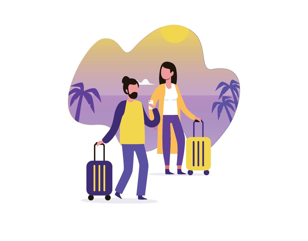 Couple summer vacation travel illustration vector