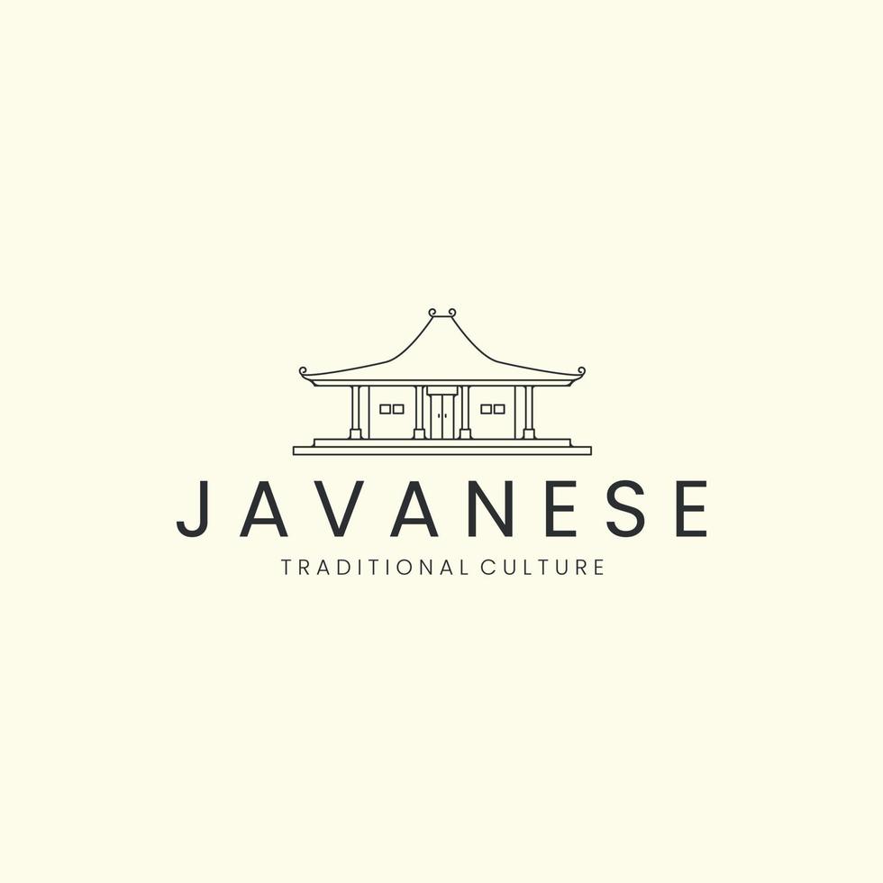 joglo house with linear minimalist style logo icon template design. javanese , traditional, culture, vector illustration