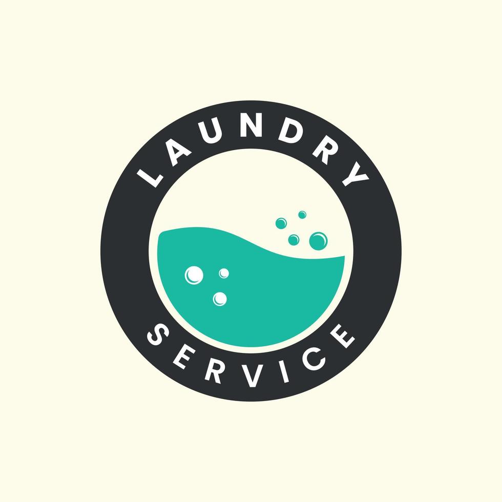 lavandería vintage y diseño de plantilla de icono de logotipo de emblema. jabón, tendedero, agua, burbuja, ilustración vectorial vector
