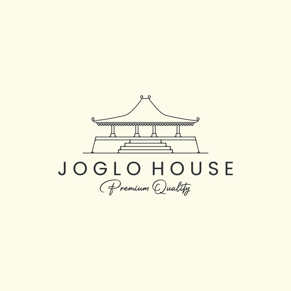 joglo house with line art style logo icon template design. javanese , traditional, culture, vector illustration