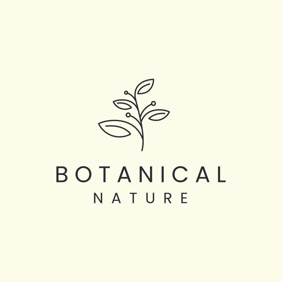 botanical with linear style logo icon vector illustration. nature, floral, template design
