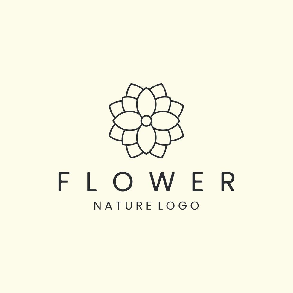 flor con ilustración de vector de icono de logotipo de estilo lineal. naturaleza, floral, diseño de plantilla