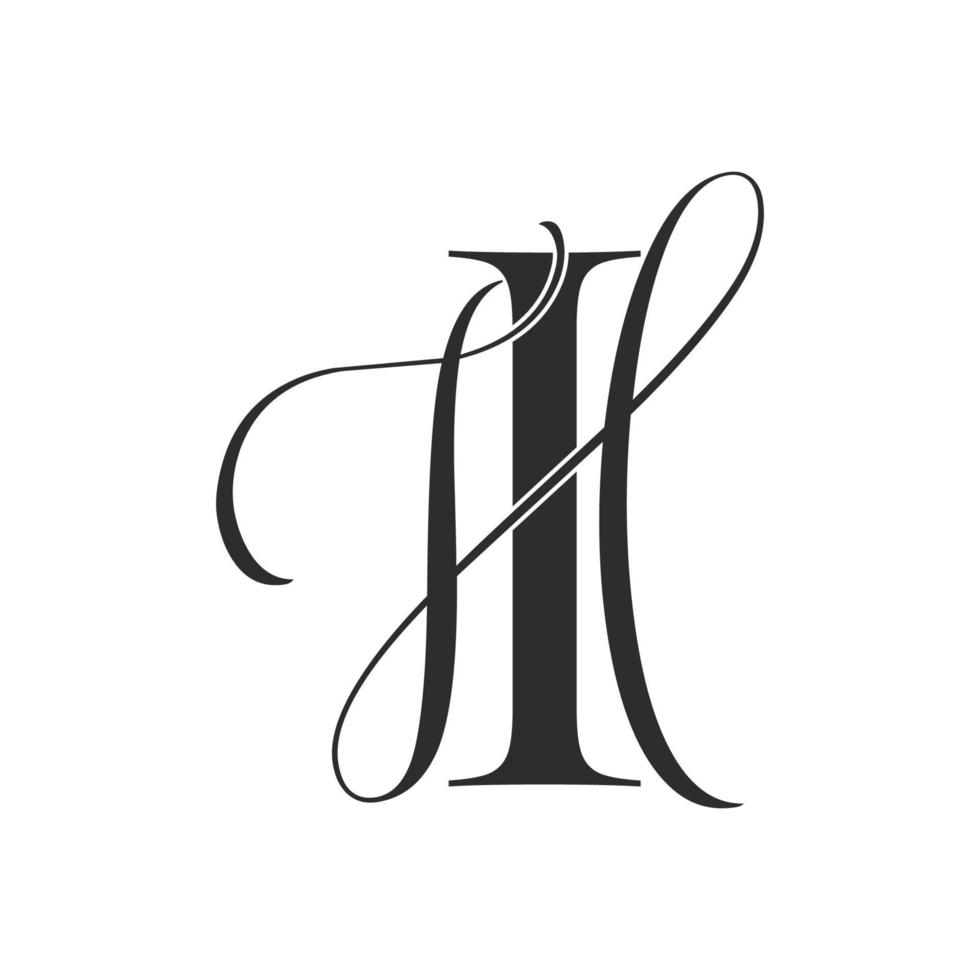 ih, hola, logotipo de monograma. icono de firma caligráfica. monograma del logotipo de la boda. símbolo de monograma moderno. logotipo de parejas para la boda vector