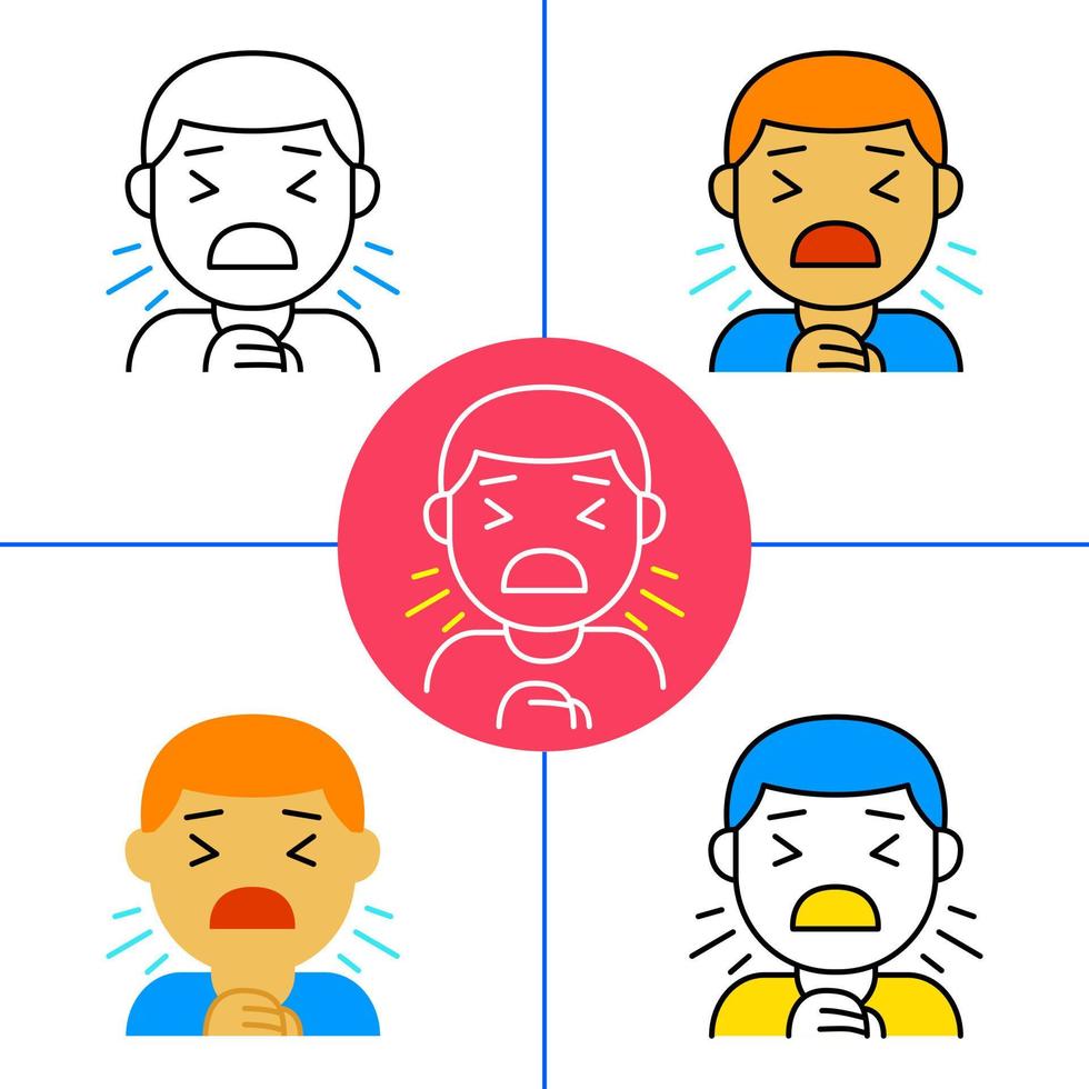 man coughing on white background vector