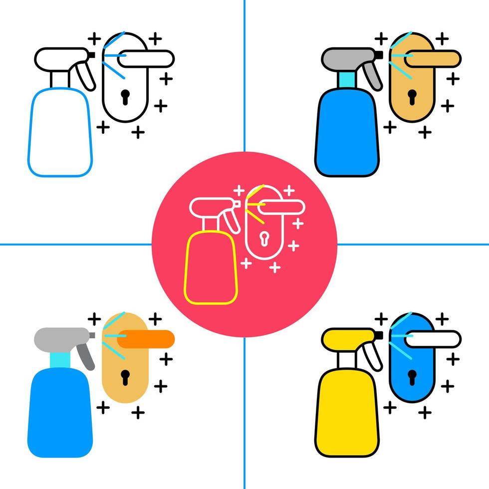 cleaning the doorknob on white background vector