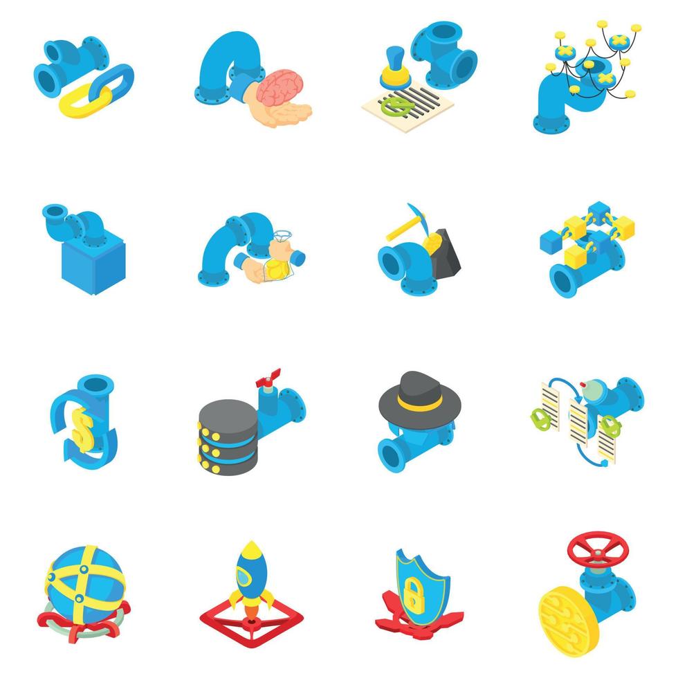 Cash flow icons set, isometric style vector