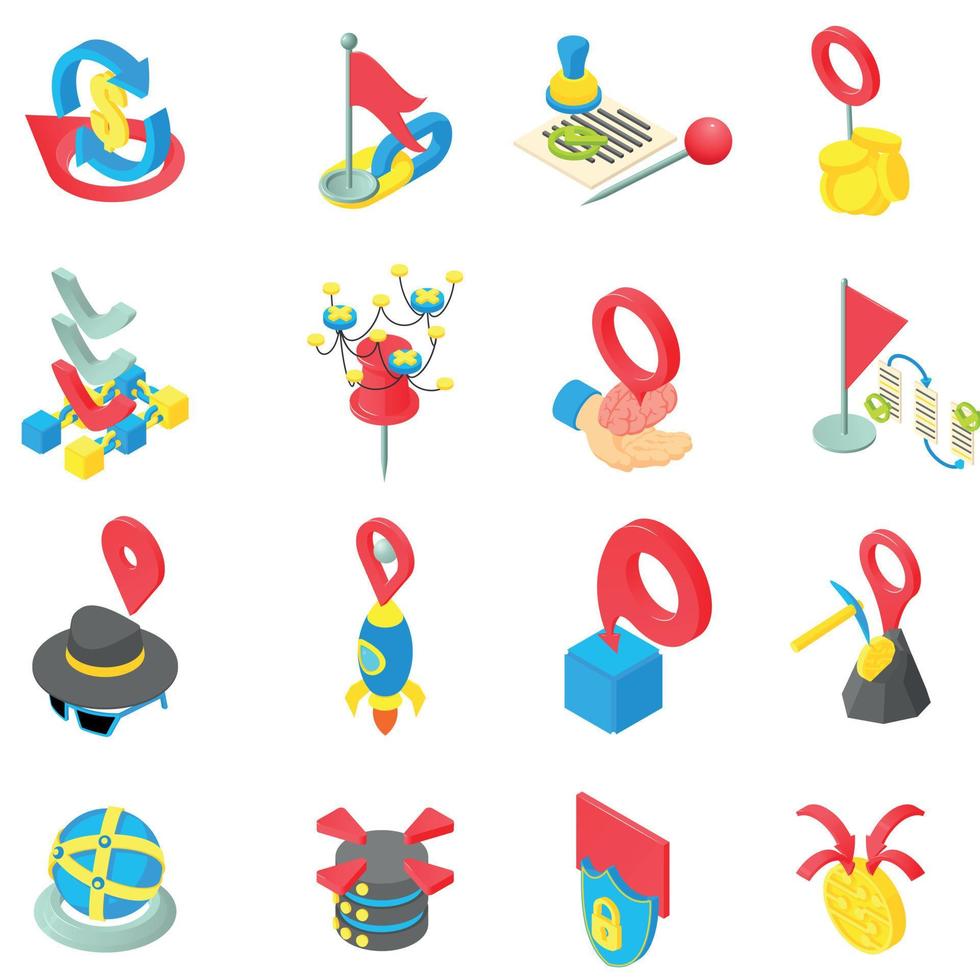 Data progress icons set, isometric style vector