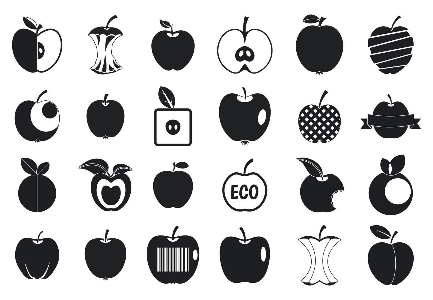 Different apple icon set, simple style vector