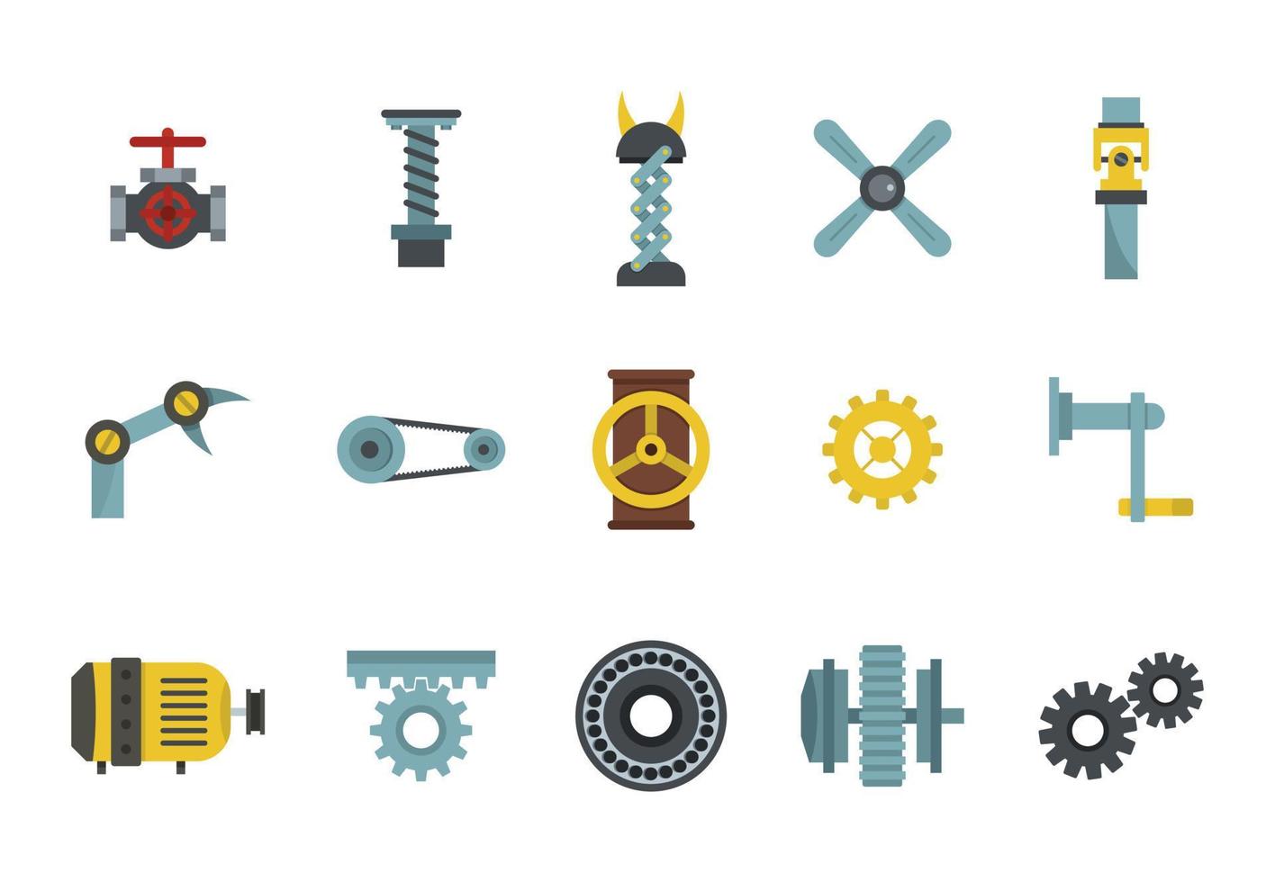 Factory tools icon set, flat style vector