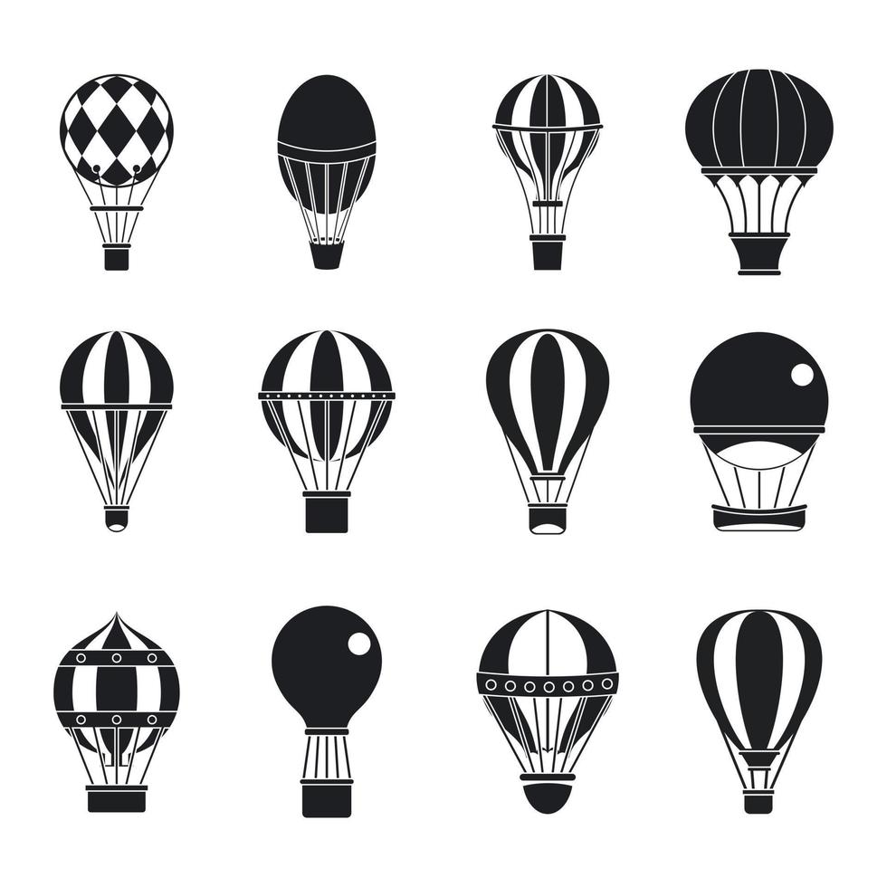 Air ballon icon set, simple style vector
