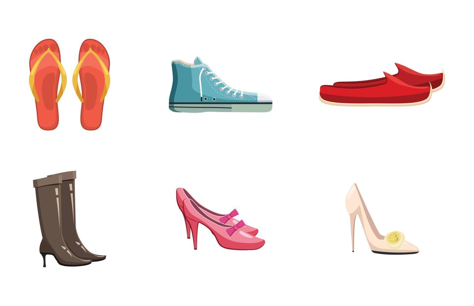 Shoes icon set, cartoon style vector