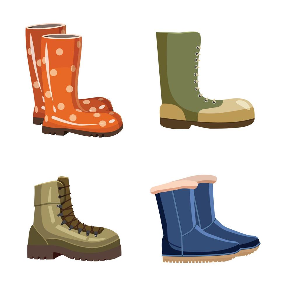 conjunto de iconos de botas, estilo de dibujos animados vector