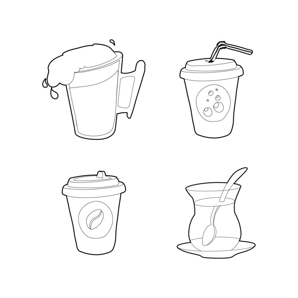 conjunto de iconos de bebidas, estilo de contorno vector