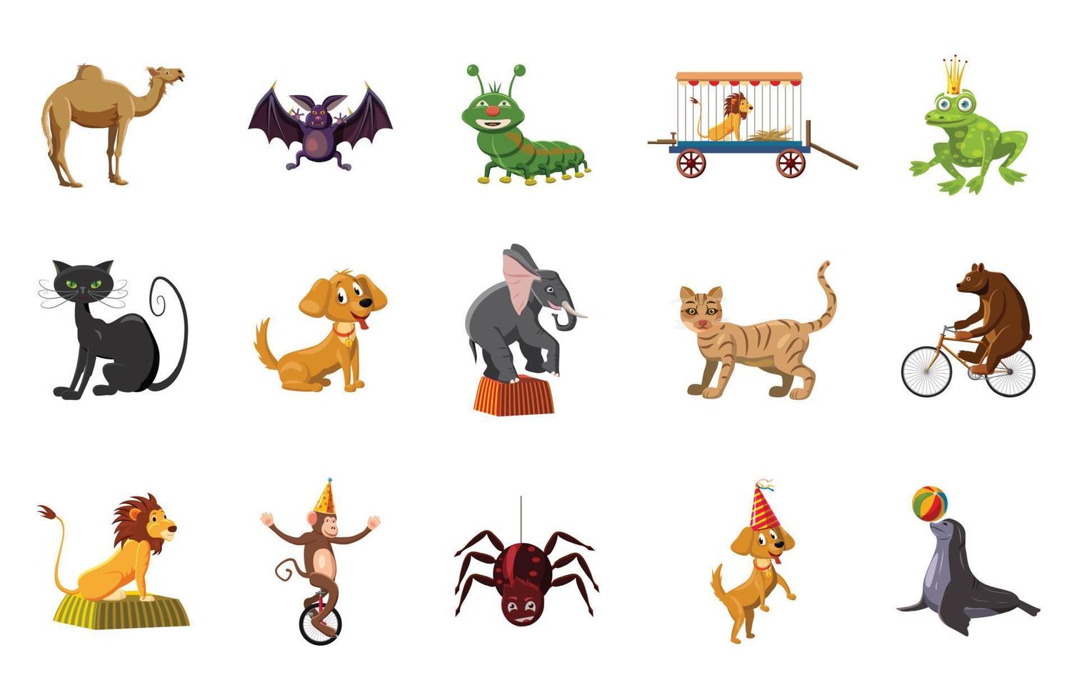 conjunto de iconos de animales, estilo de dibujos animados vector