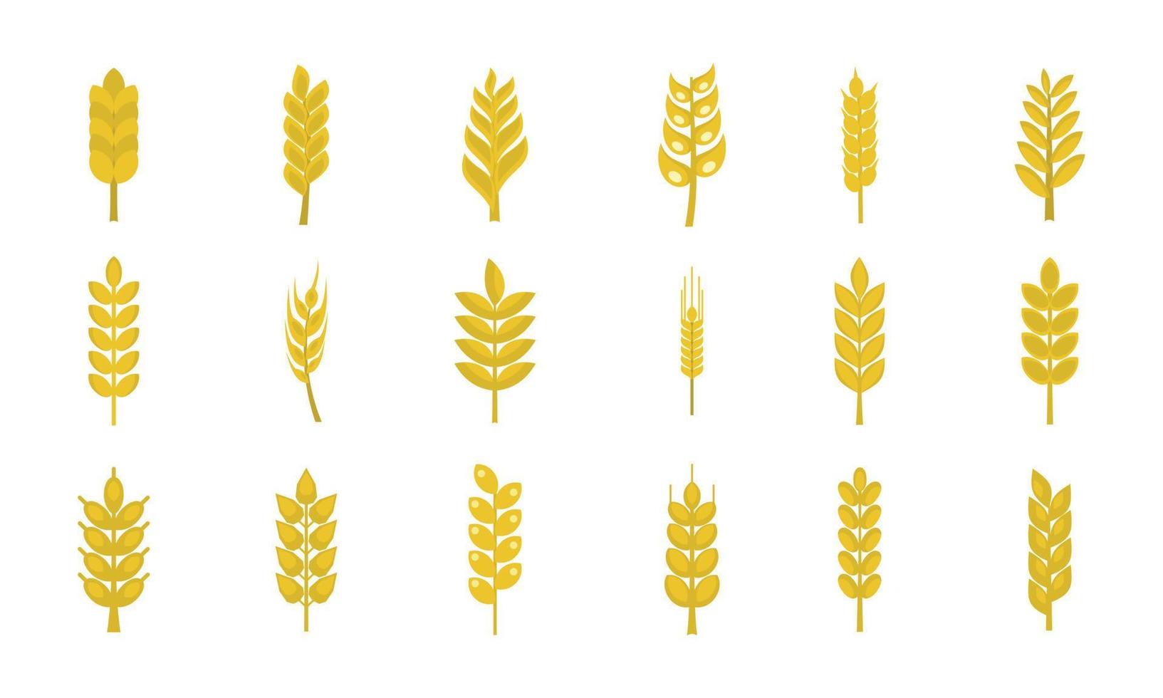 conjunto de iconos de trigo, tipo plano vector