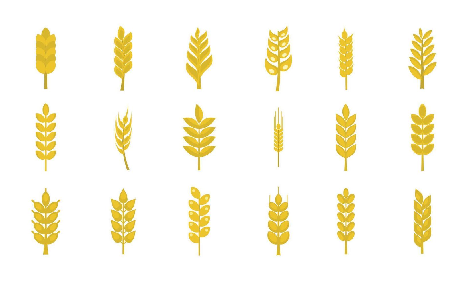 Wheat icon set, flat style vector