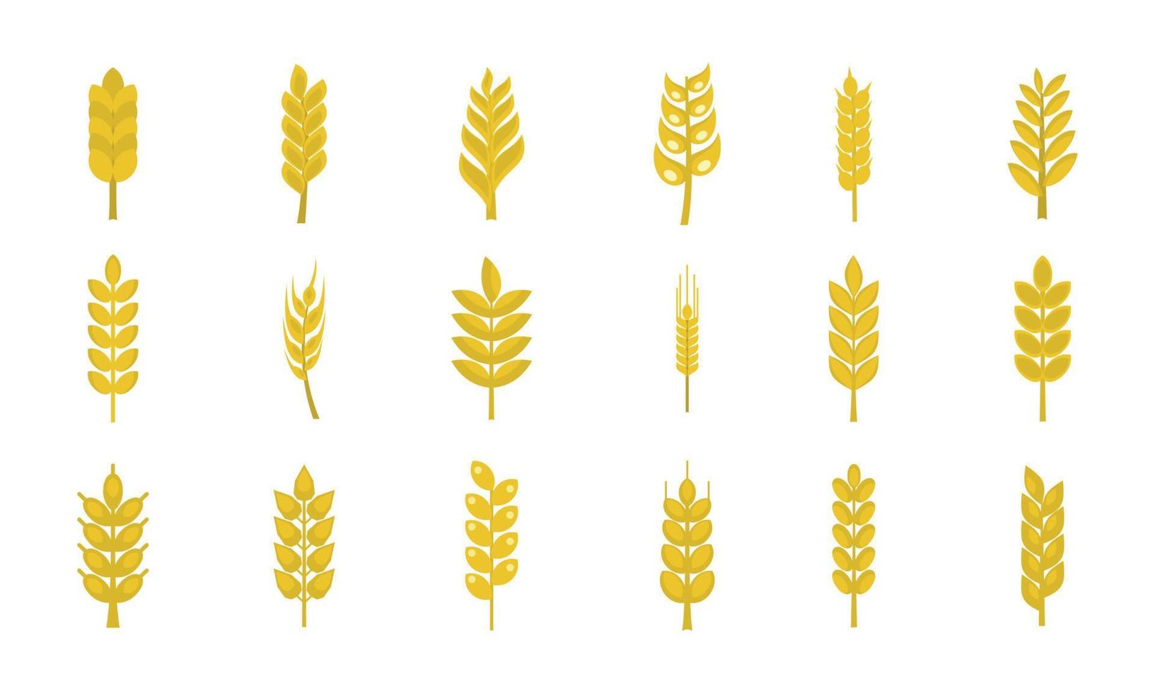 Wheat icon set, flat style vector