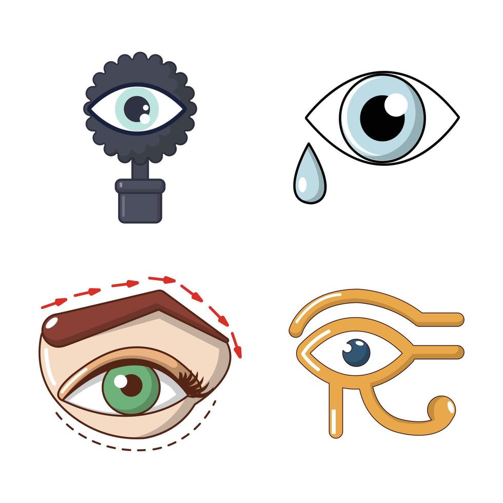 Eyes icon set, cartoon style vector