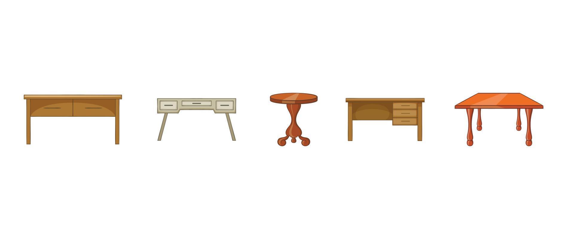 Table icon set, cartoon style vector
