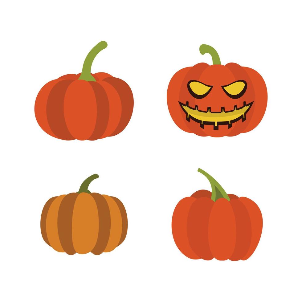 Pumpkin icon set, flat style vector