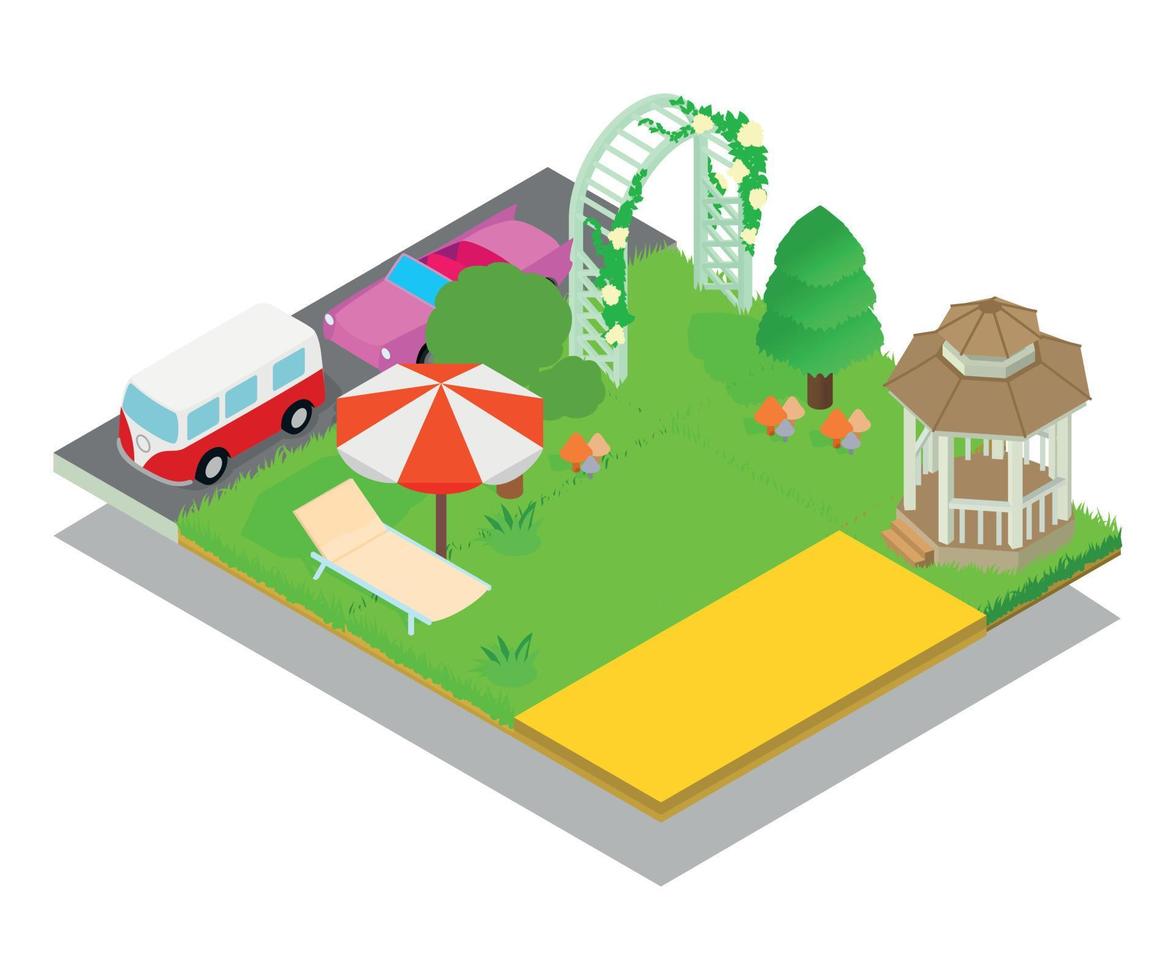 Beautiful location concept banner, isometric style vector