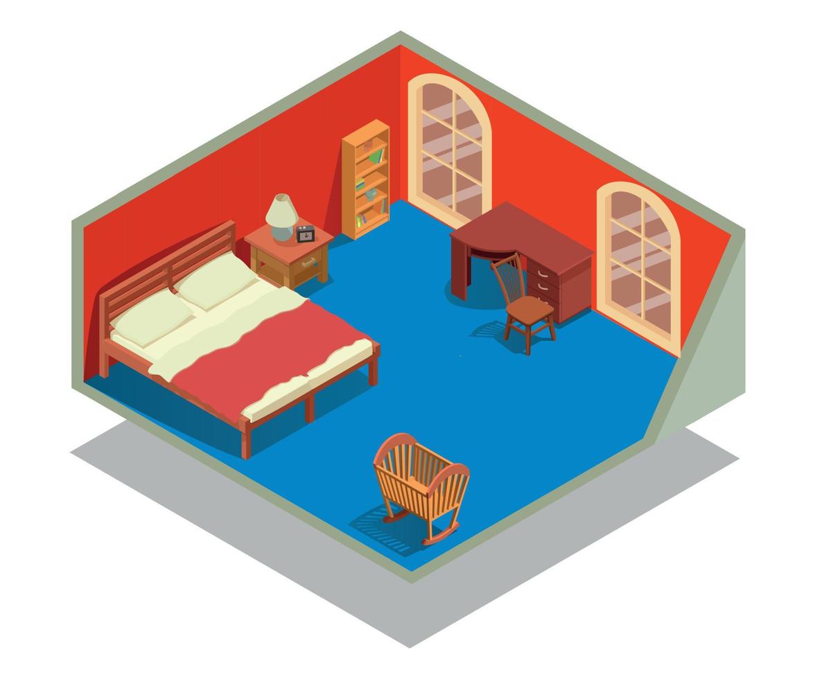 Bedchamber concept banner, isometric style vector