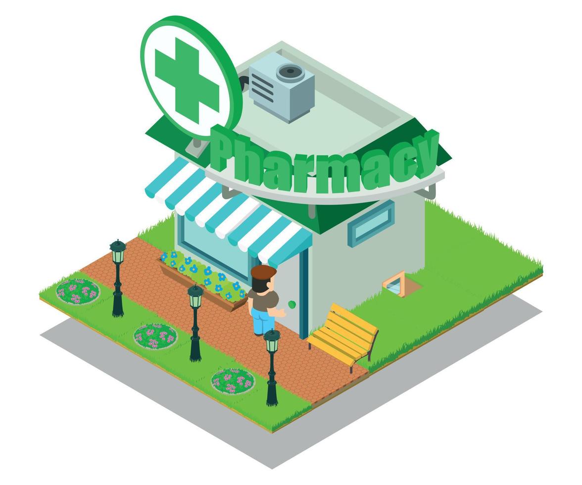 Pharmacy concept banner, isometric style vector