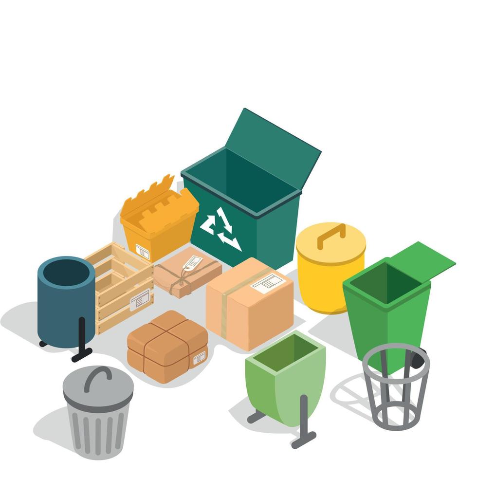 Trash can concept banner, isometric style vector