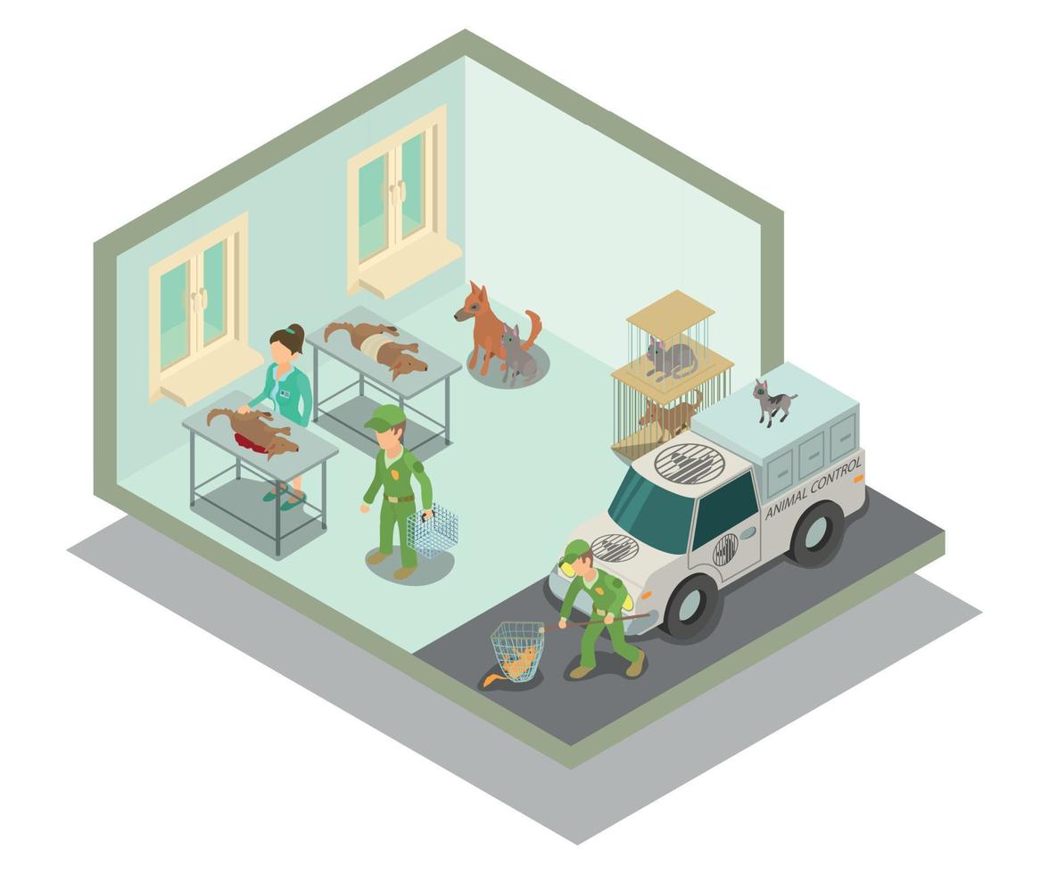 Veterinary clinic concept banner, isometric style vector