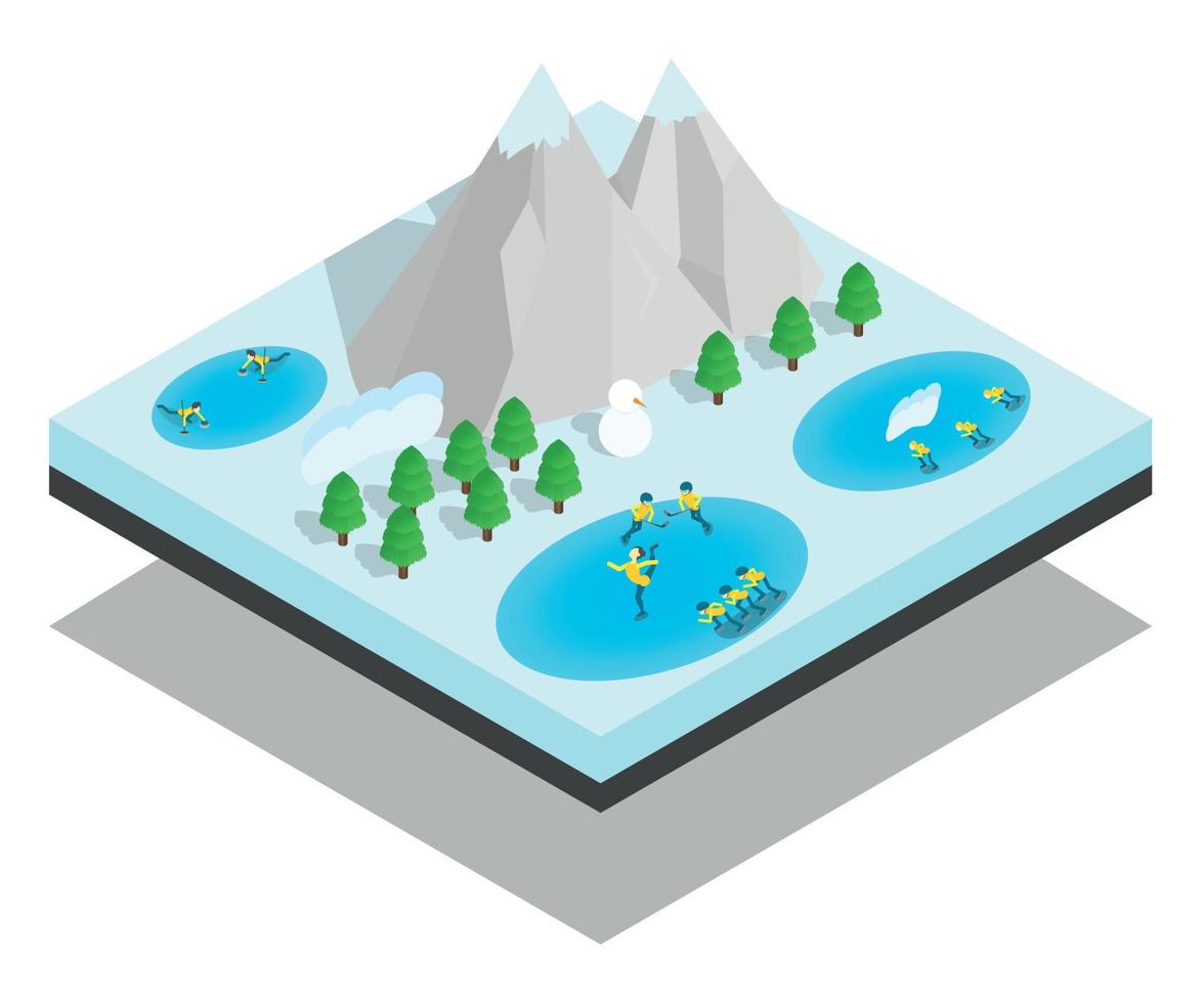 Wintersport concept banner, isometric style vector