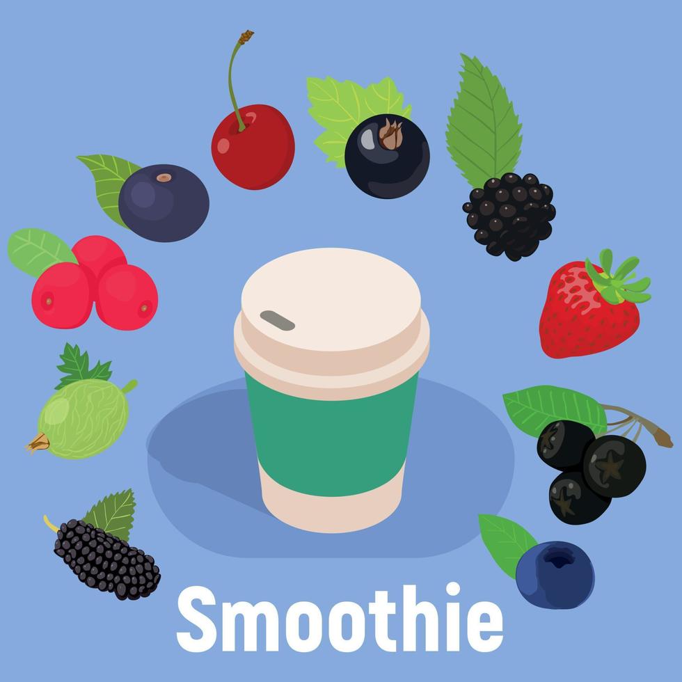Smoothie concept banner, isometric style vector
