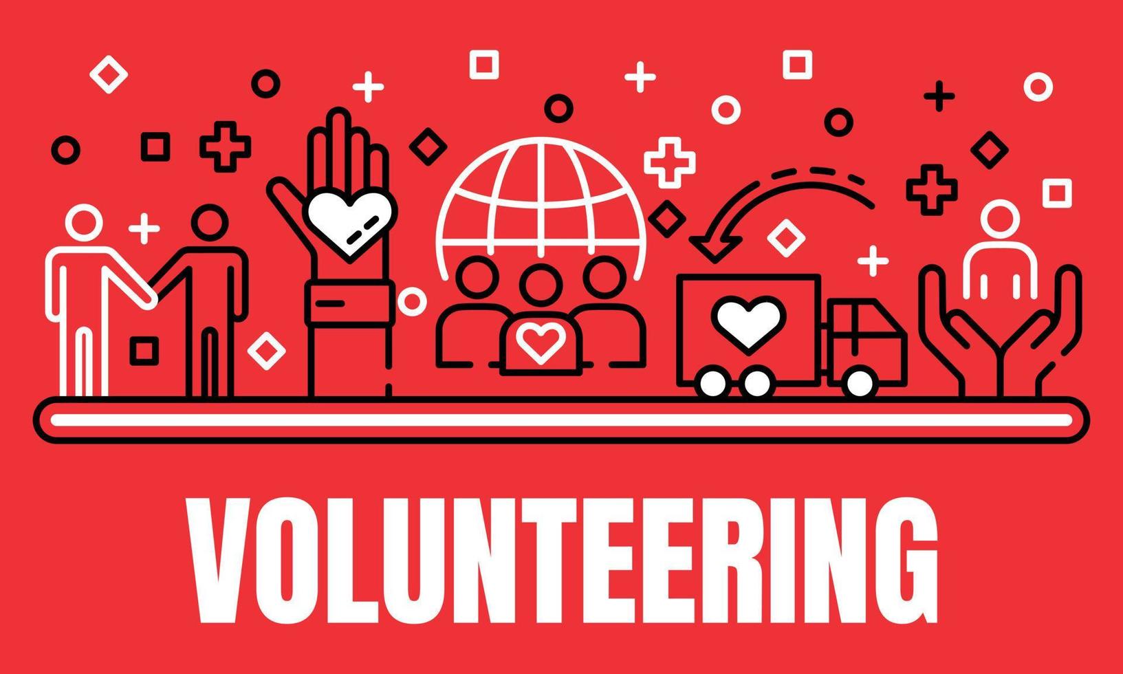 Global volunteering banner, outline style vector