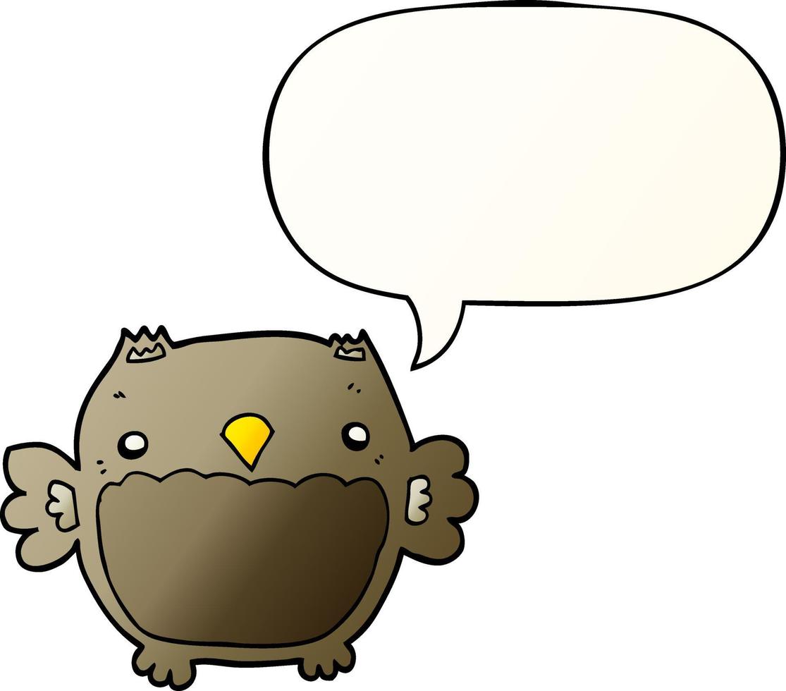 cartoon owl and speech bubble in smooth gradient style vector