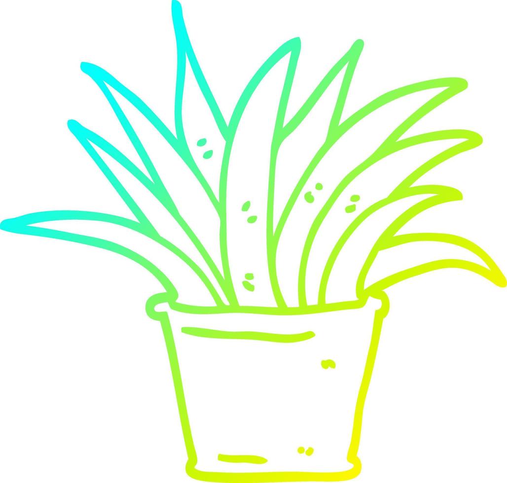 cold gradient line drawing cartoon house plant vector