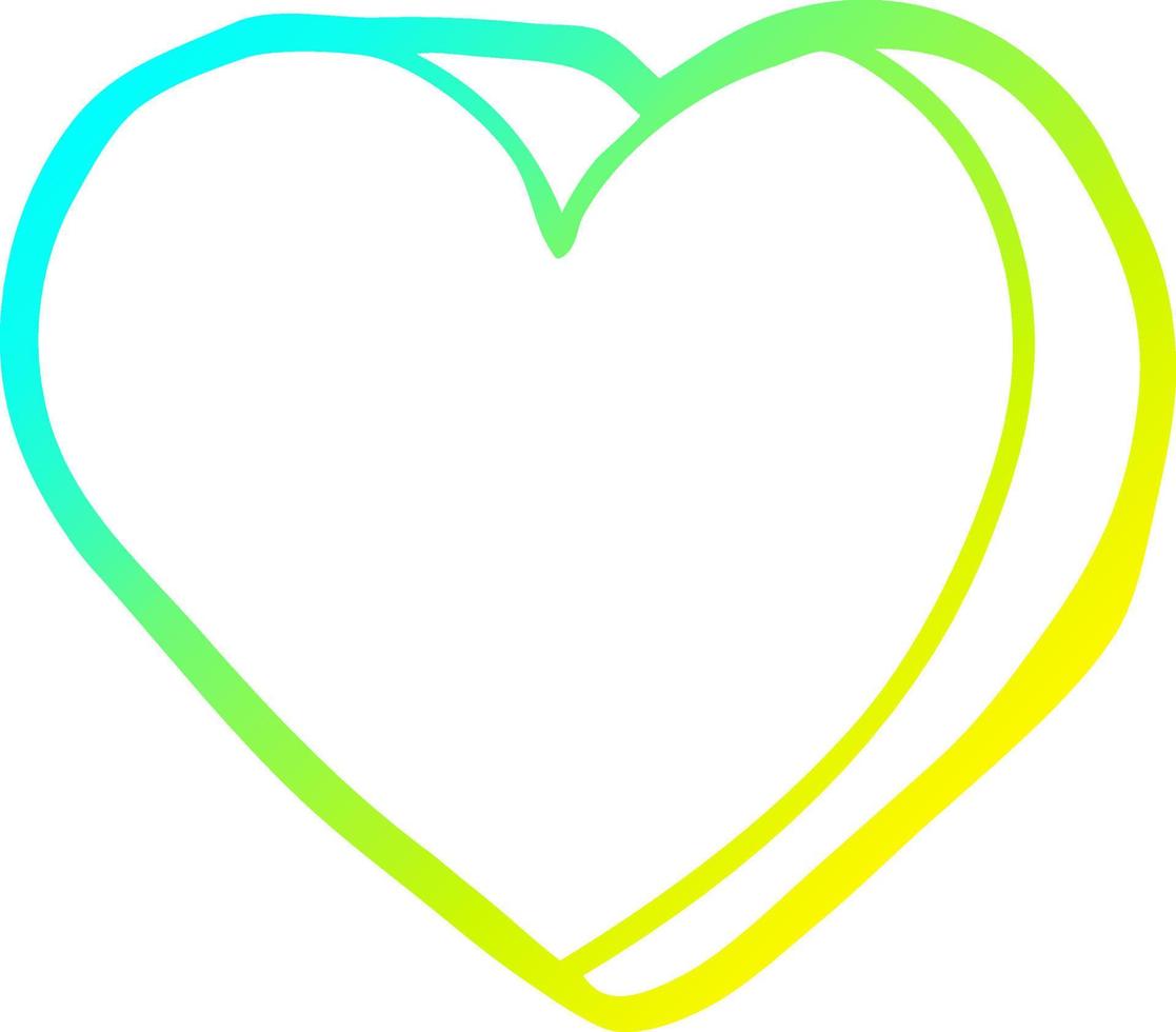 cold gradient line drawing cartoon love heart vector