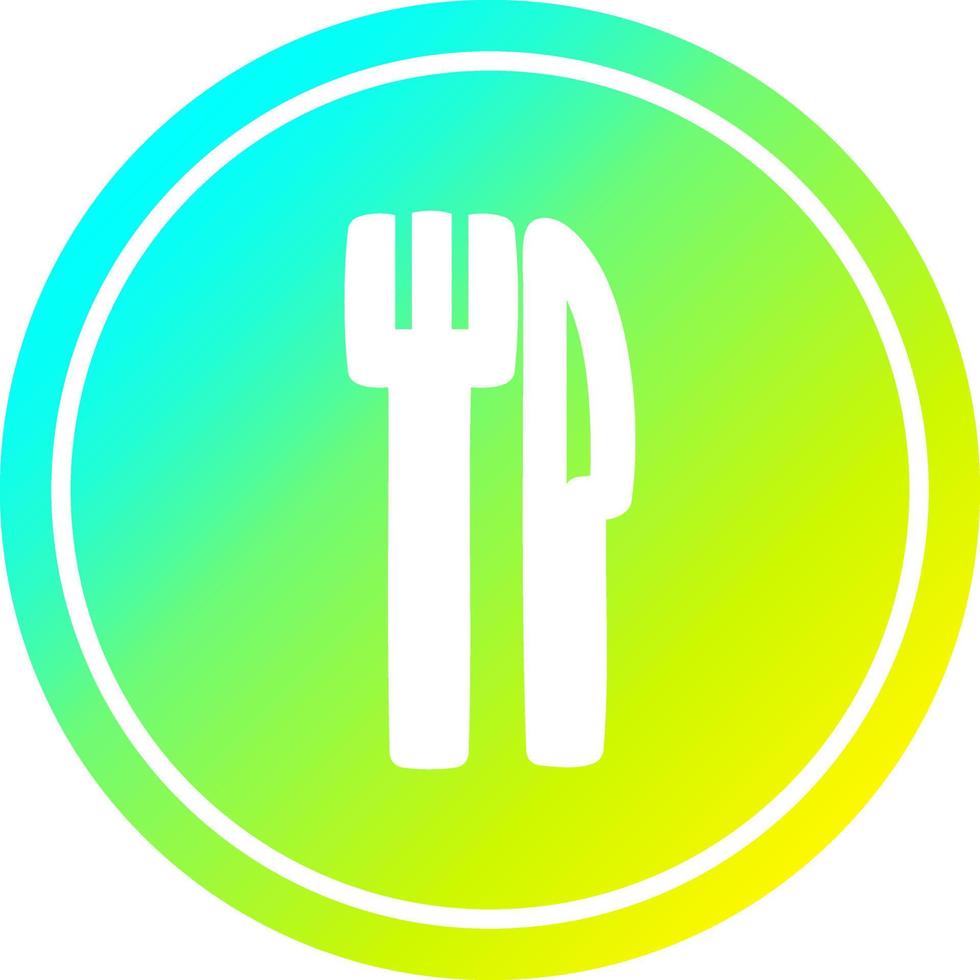 knife and fork circular in cold gradient spectrum vector