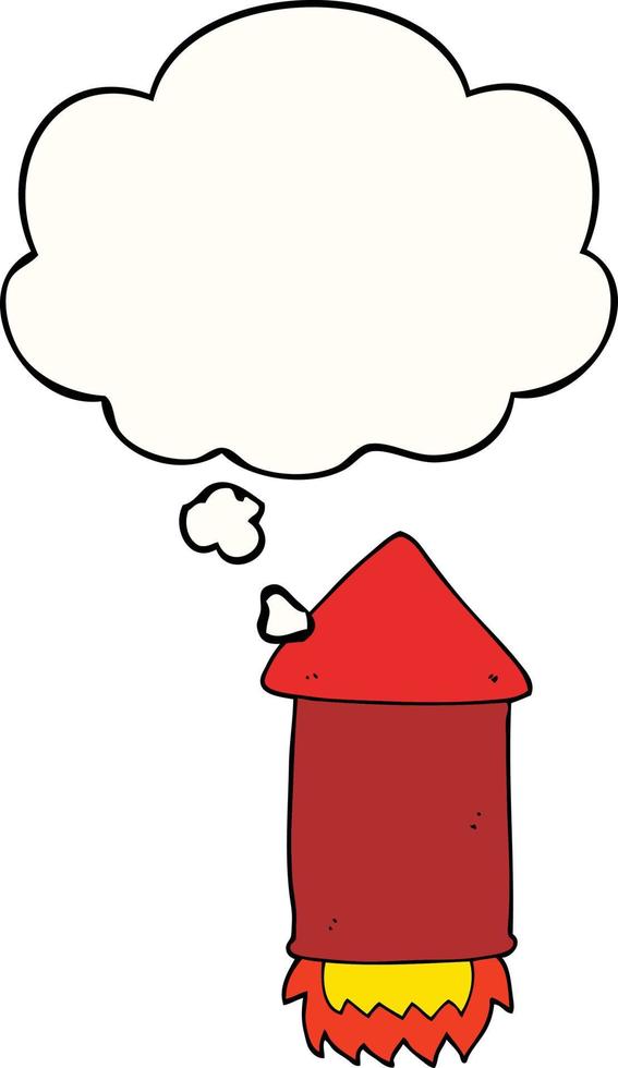 cartoon rocket and thought bubble vector