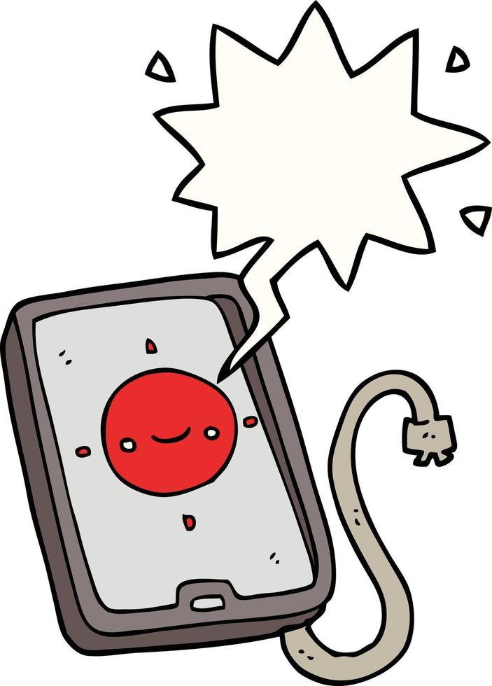 cartoon mobile phone device and speech bubble vector
