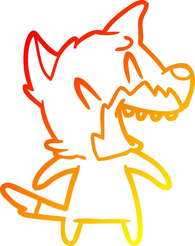 warm gradient line drawing laughing fox cartoon vector