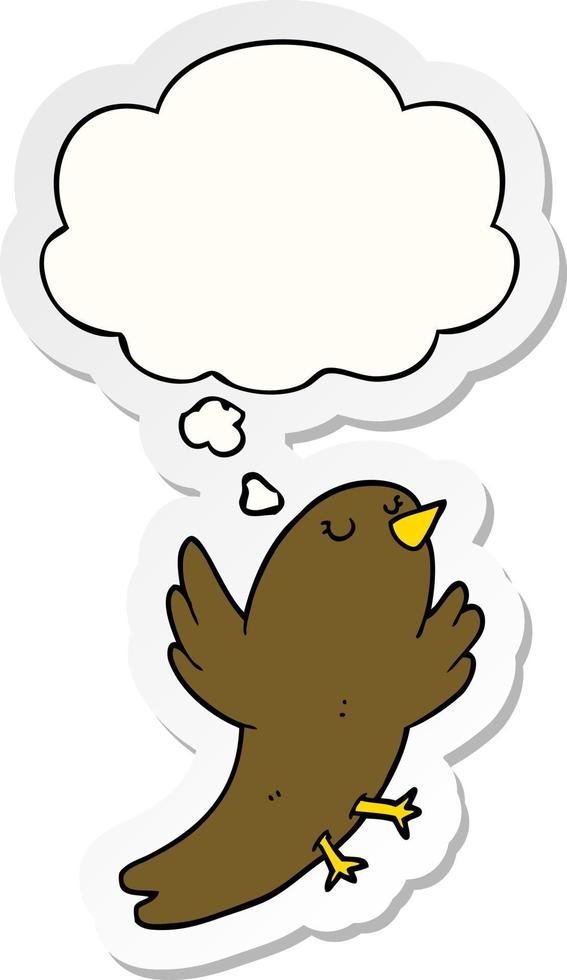 cartoon bird and thought bubble as a printed sticker vector