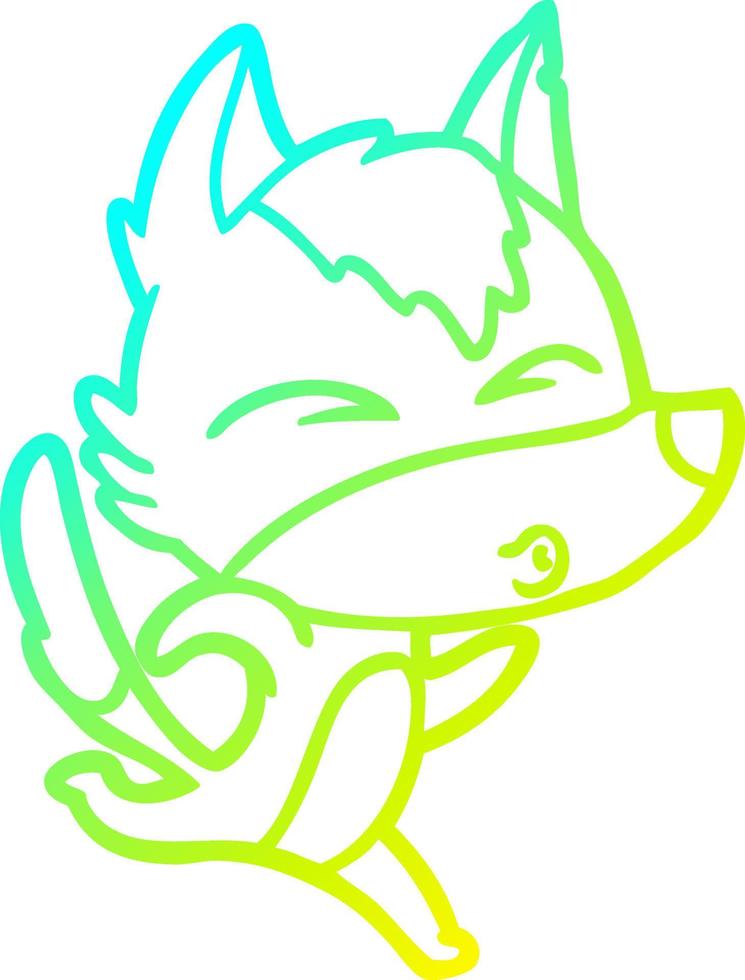 cold gradient line drawing cartoon wolf running vector