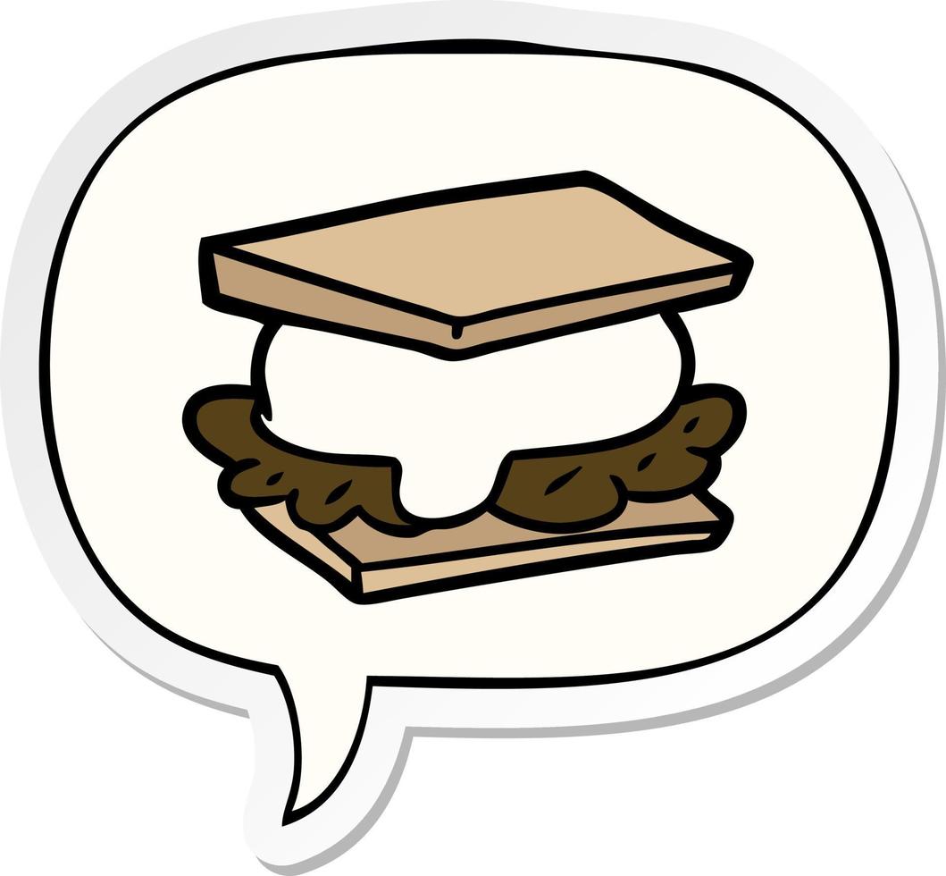 smore cartoon and speech bubble sticker vector