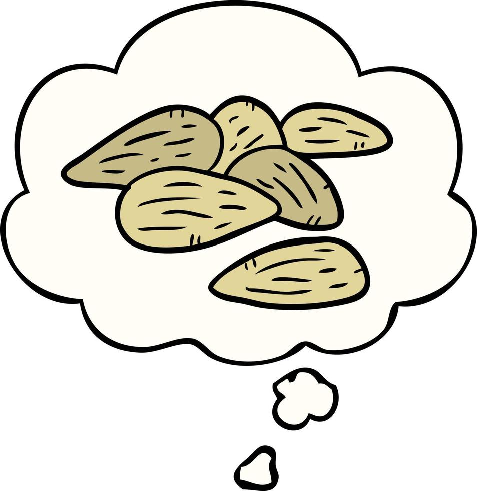 cartoon almonds and thought bubble vector