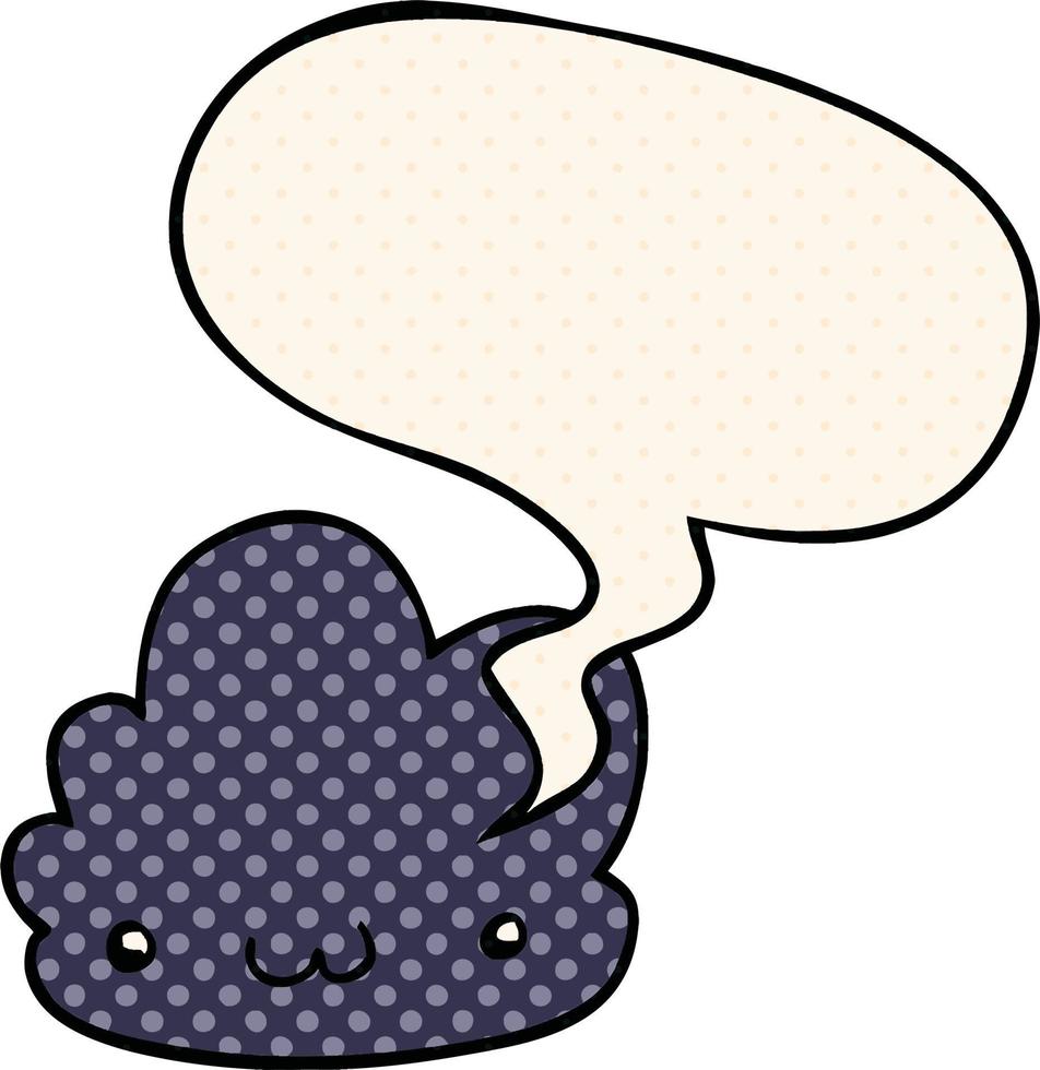 cute cartoon cloud and speech bubble in comic book style vector
